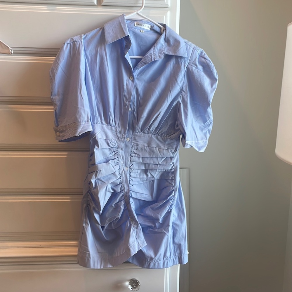 Hazel and Olive tight fitting blue and white striped dress!!